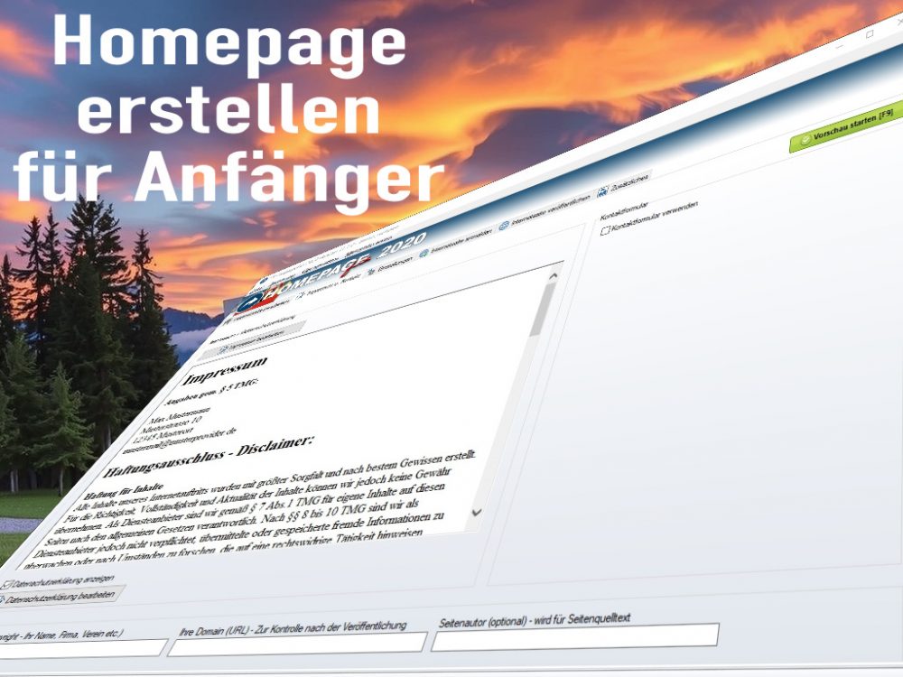 Homepage erstellen für Anfänger